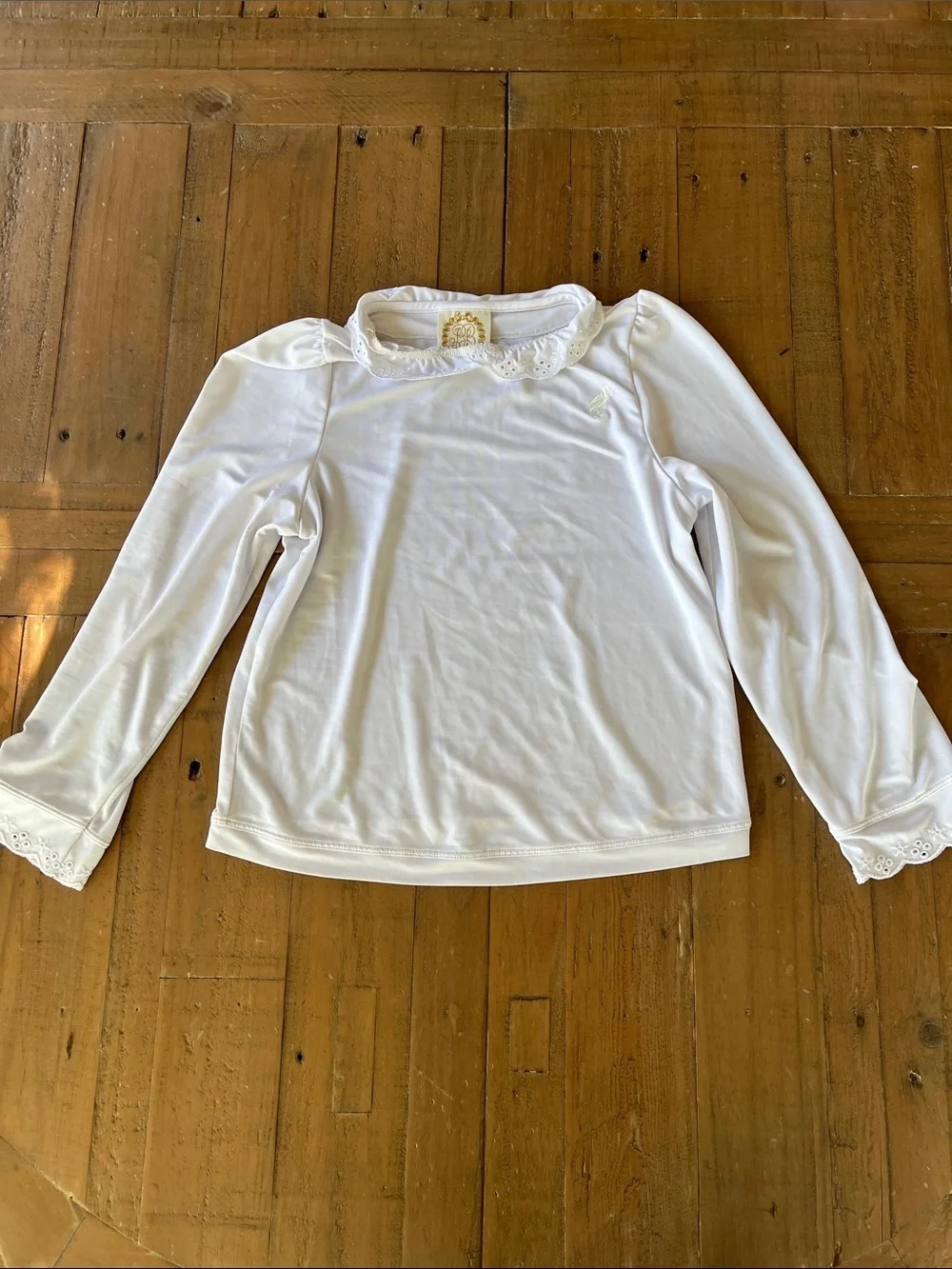 The Beaufort bonnet company white eyelet trim long sleeve rash guard 6 years